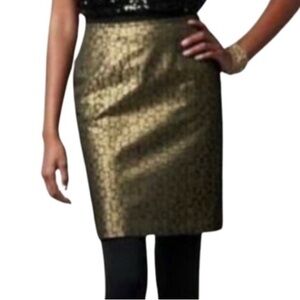 🎉HP! Ann Taylor LOFT Gold Shimmer Pencil Skirt 00P